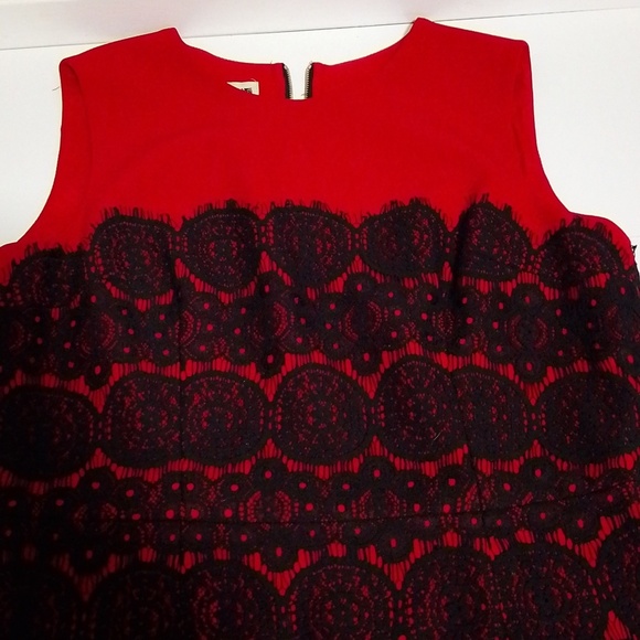 Anne Klein red dress with black lace. Size 14.  Sexy date night out hot prom - Picture 4 of 9